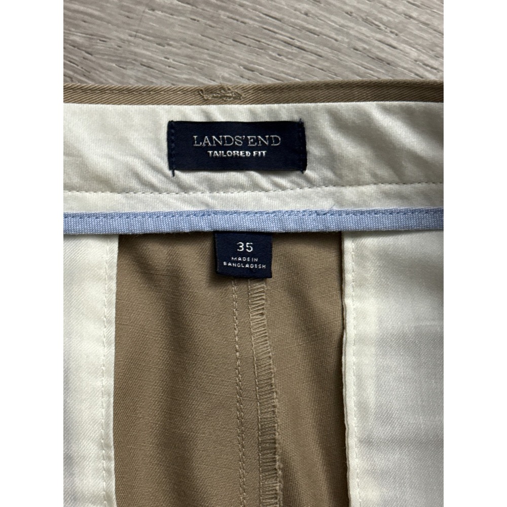 Lands End Tailored Fit Mens Khaki Chino Pants Size‎ 35/28 - Picture 3 of 6